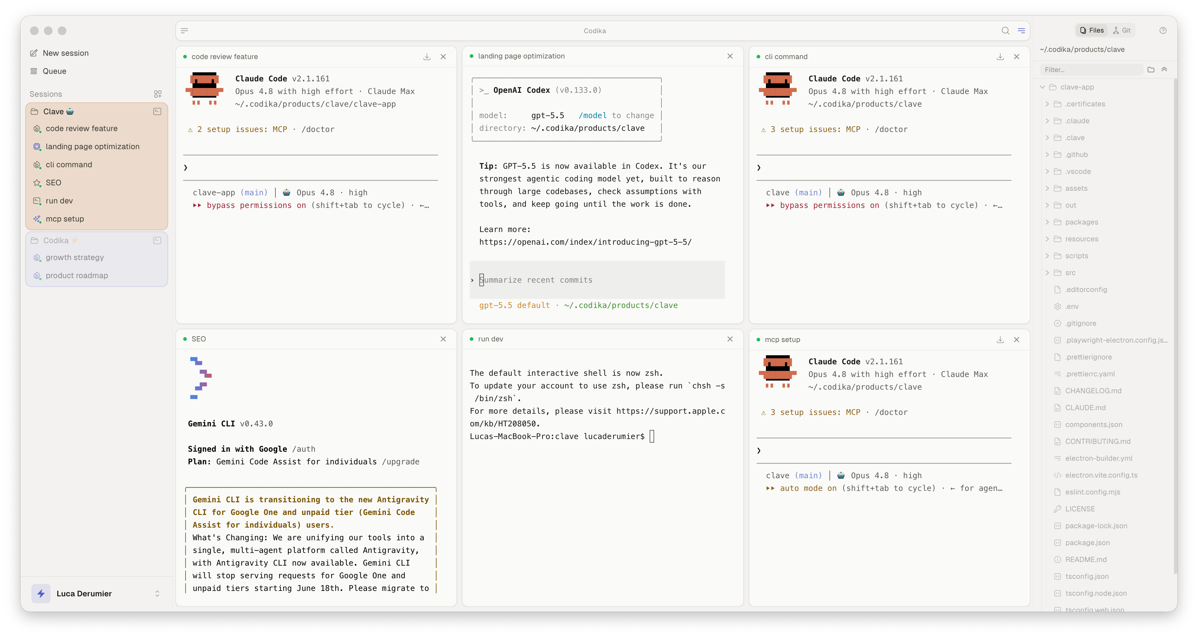 Clave running multiple AI coding agents in parallel